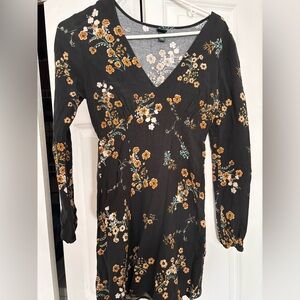 Wild Fable Black Floral Long Sleeve Dress